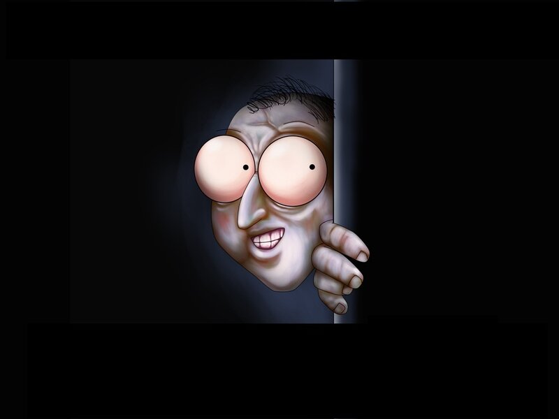 Cartoon Man Peeking