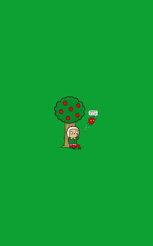 Cartoon Man under Apple Tree