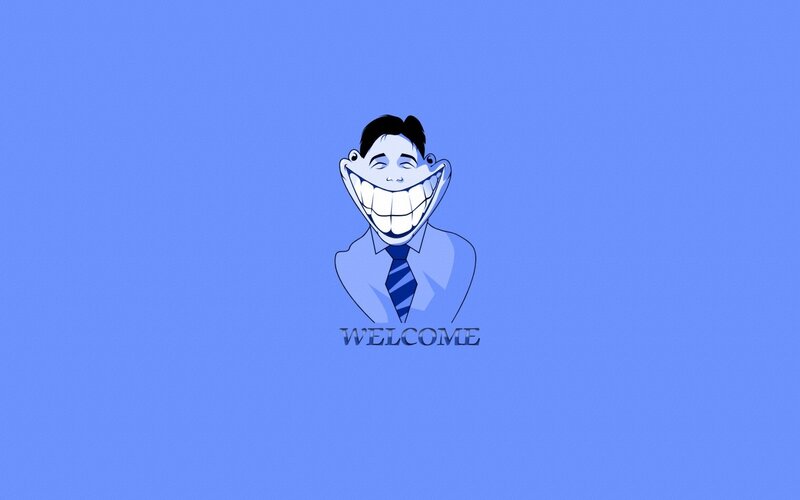 cartoon man welcome
