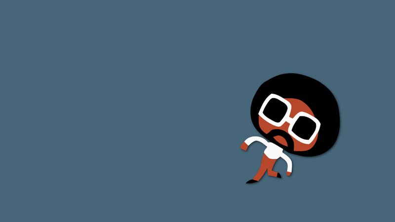 Cartoon Man with Afro — Blue, Playful