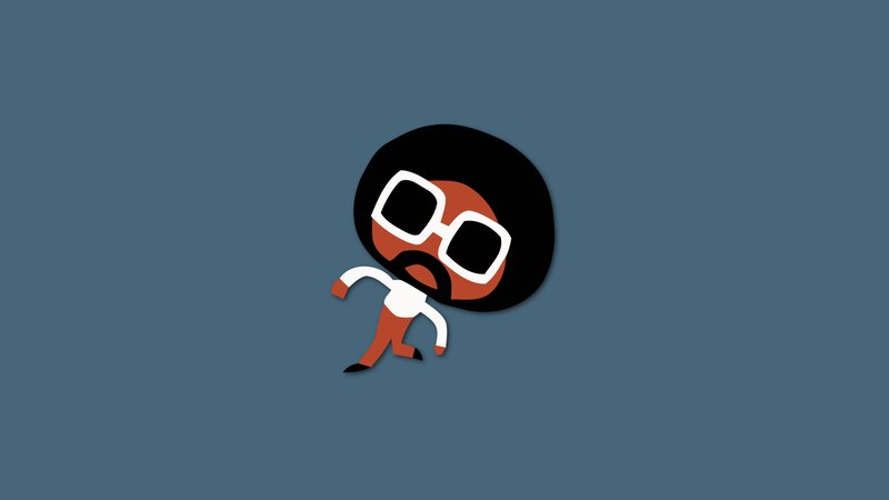 Cartoon Man with Afro — Blue
