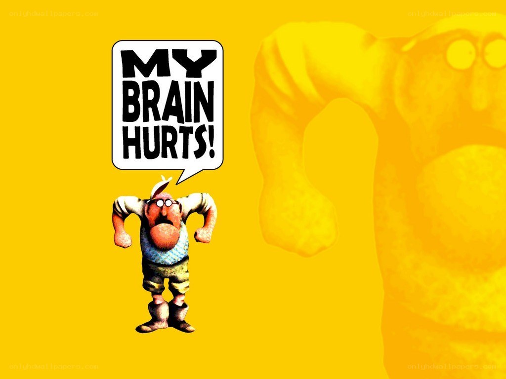 cartoon man with brain pain