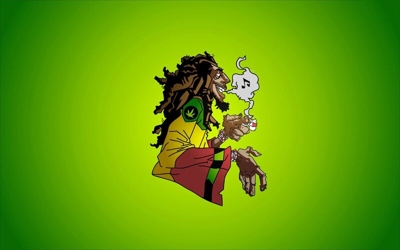 Cartoon Man with Dreadlocks — Green, Relaxed
