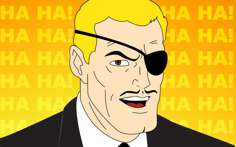 cartoon man with eyepatch