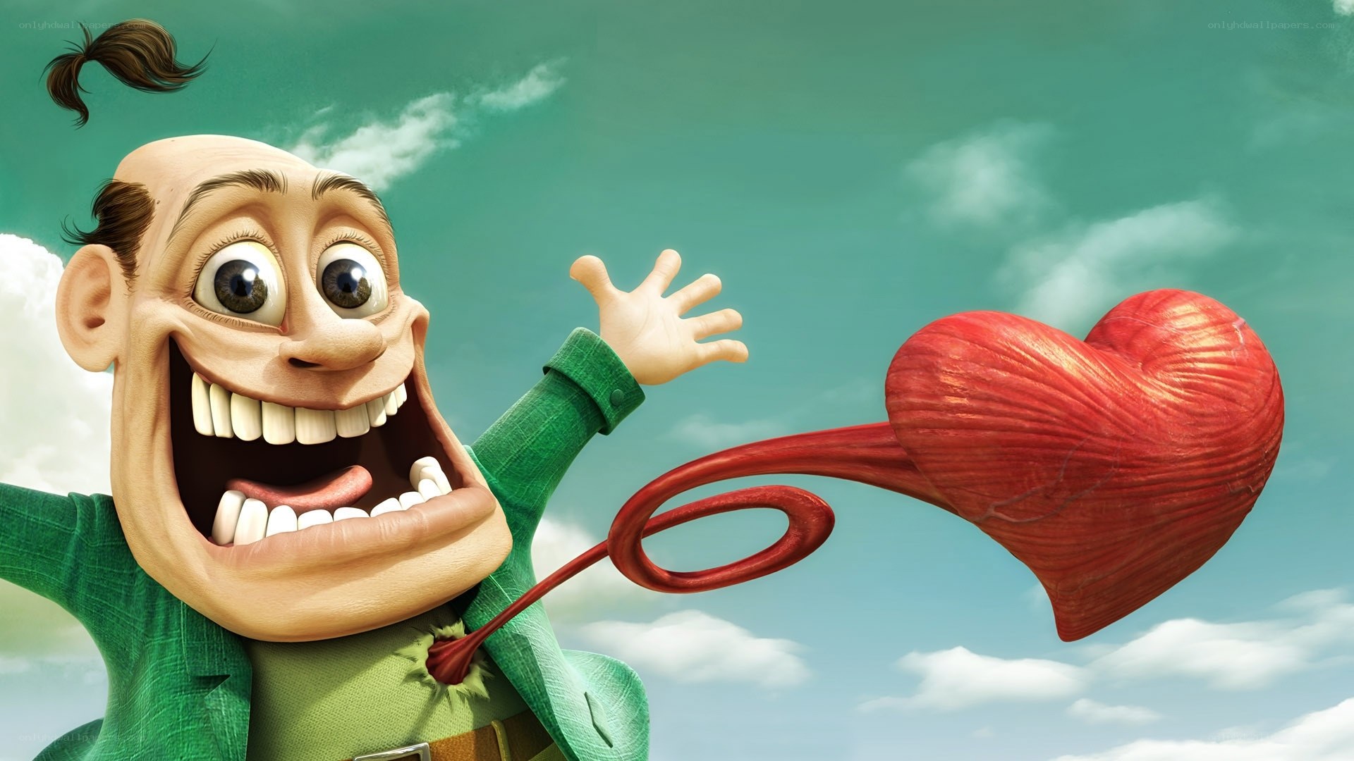 cartoon man with heart