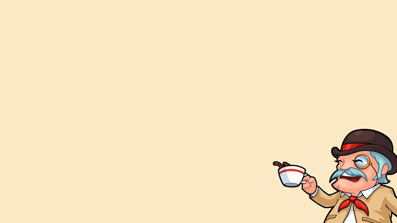 cartoon man with tea cup