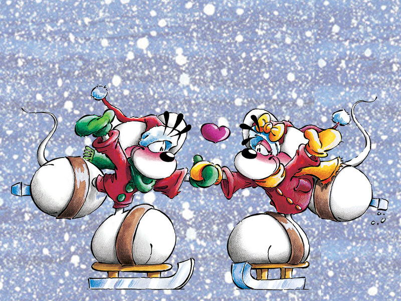 cartoon mice ice skating
