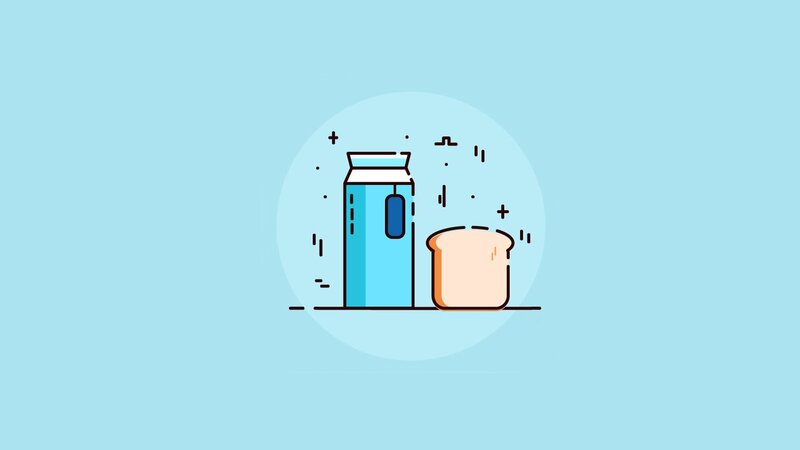 Cartoon Milk and Bread