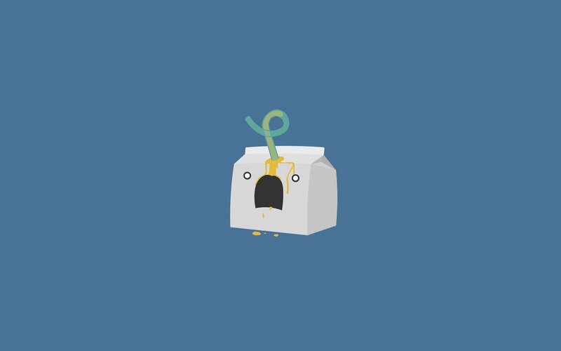 Cartoon Milk Carton — Blue, Playful, Illustration, Straw, Spill