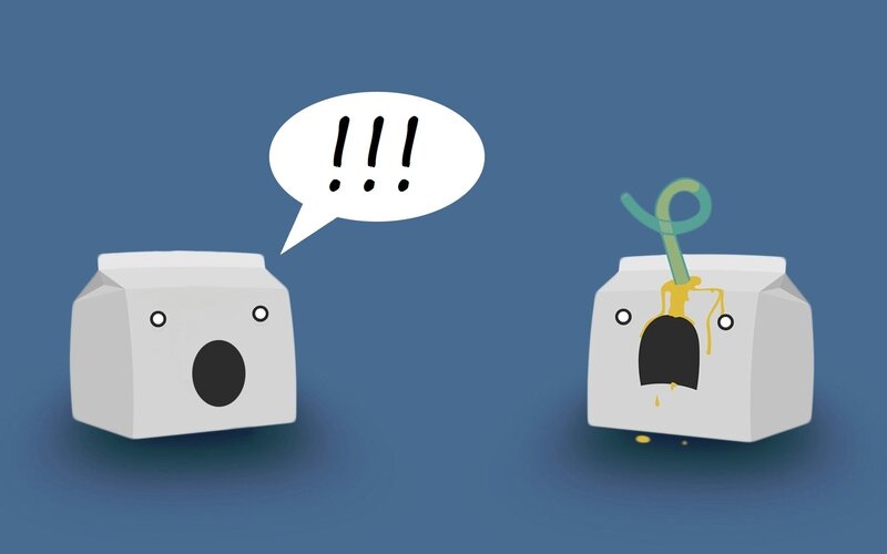 Cartoon milk cartons with straw