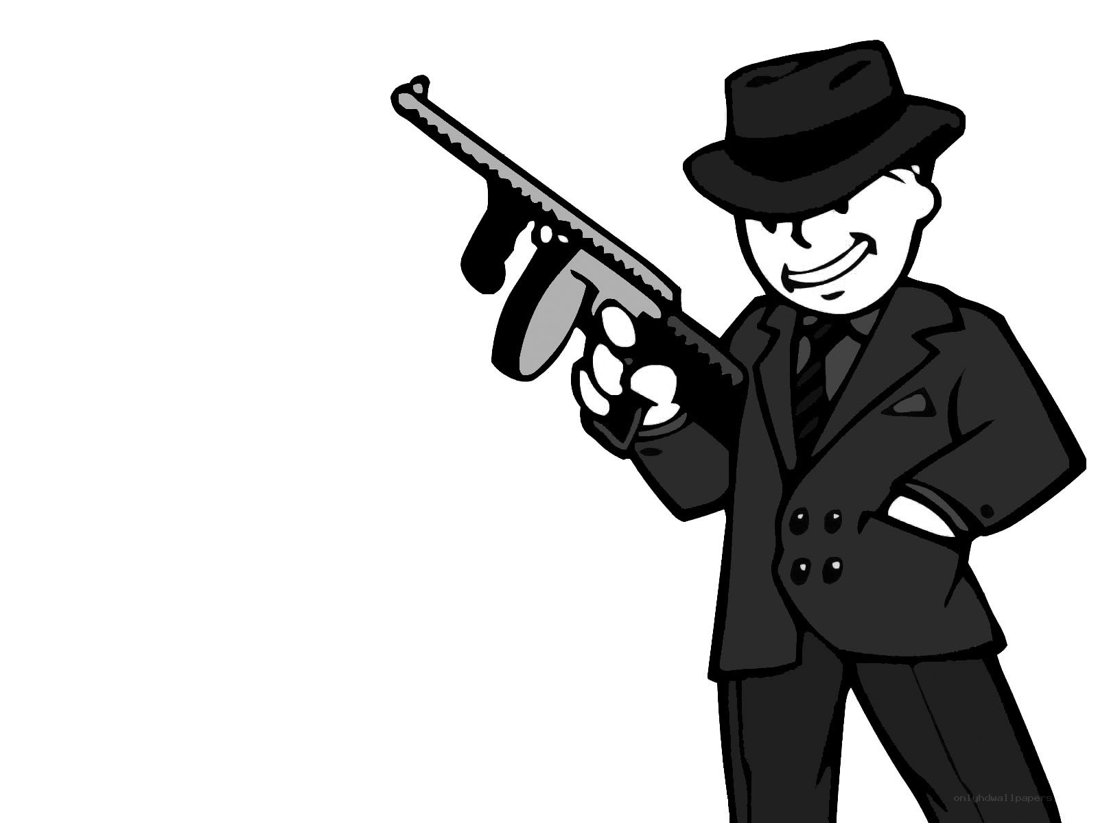 cartoon mobster with gun