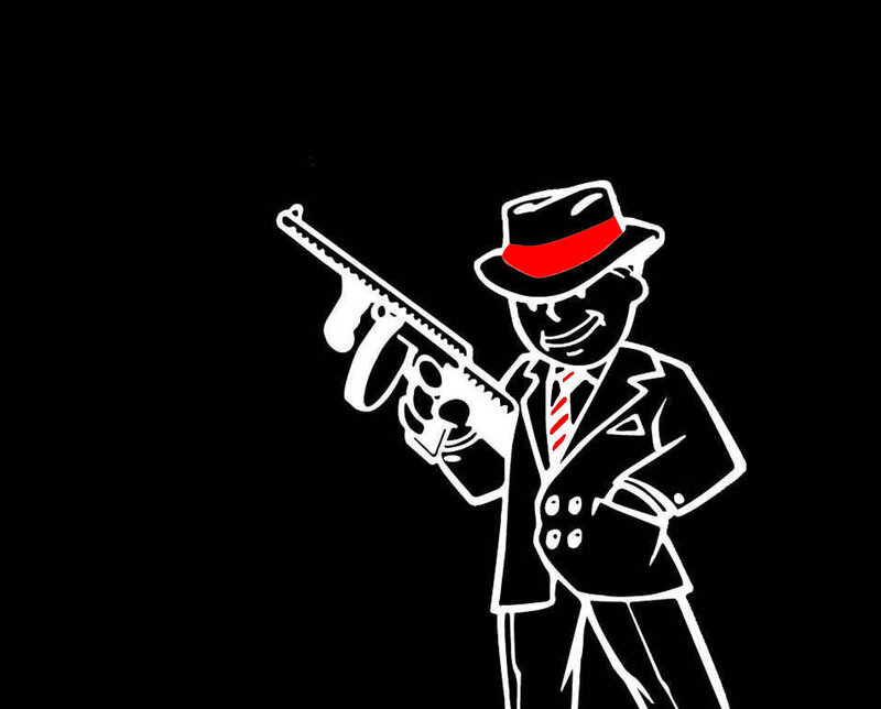 cartoon mobster with gun