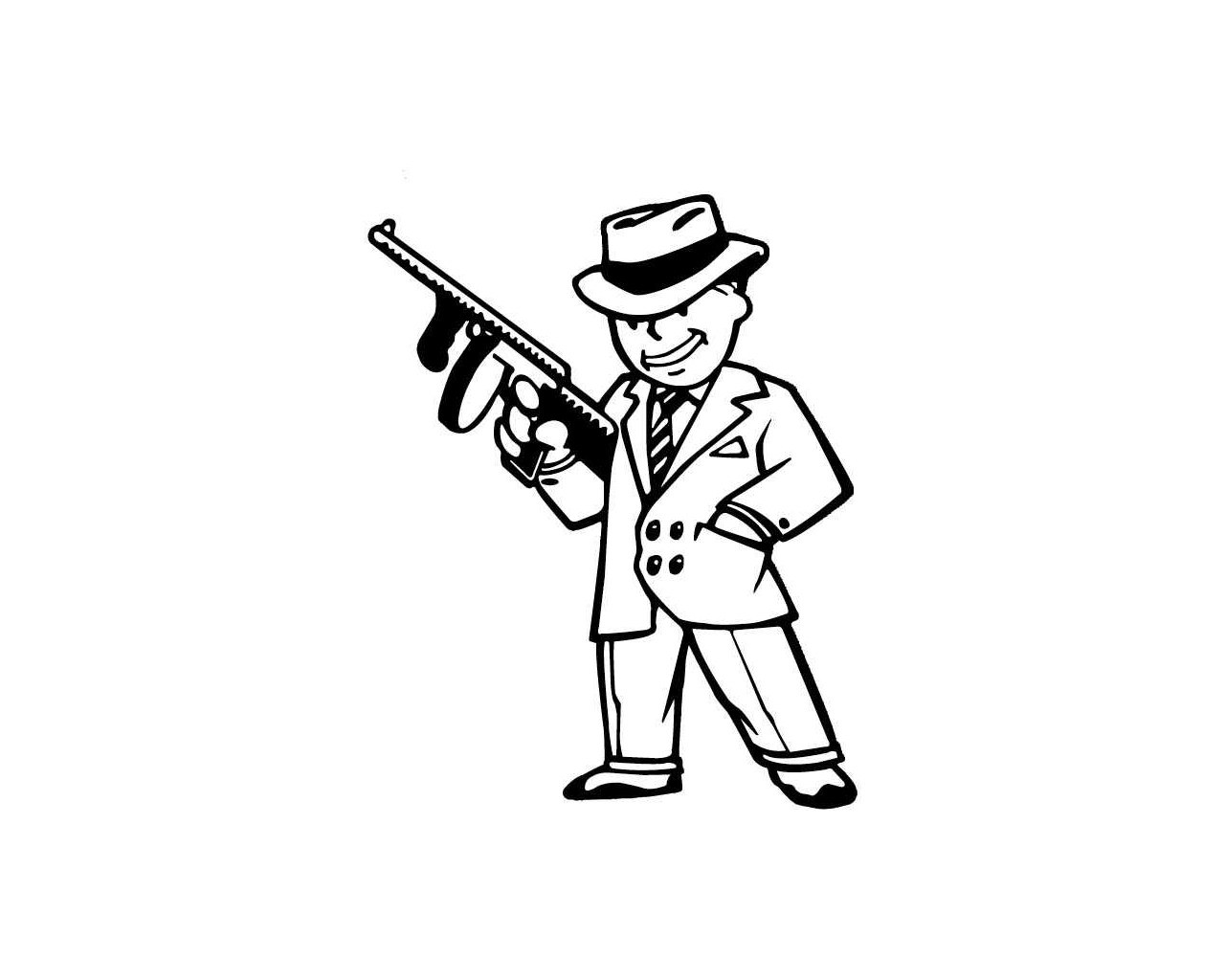 cartoon mobster with gun