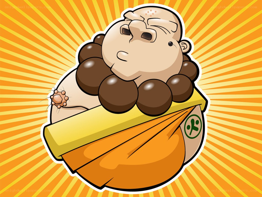 cartoon monk with prayer beads
