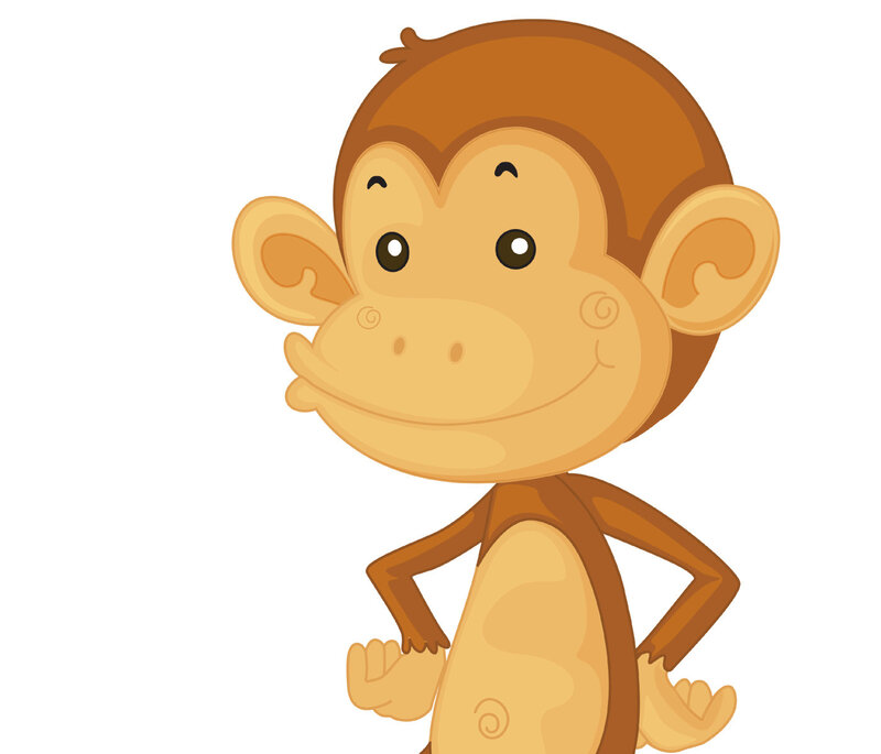 Cartoon Monkey — Brown, Playful