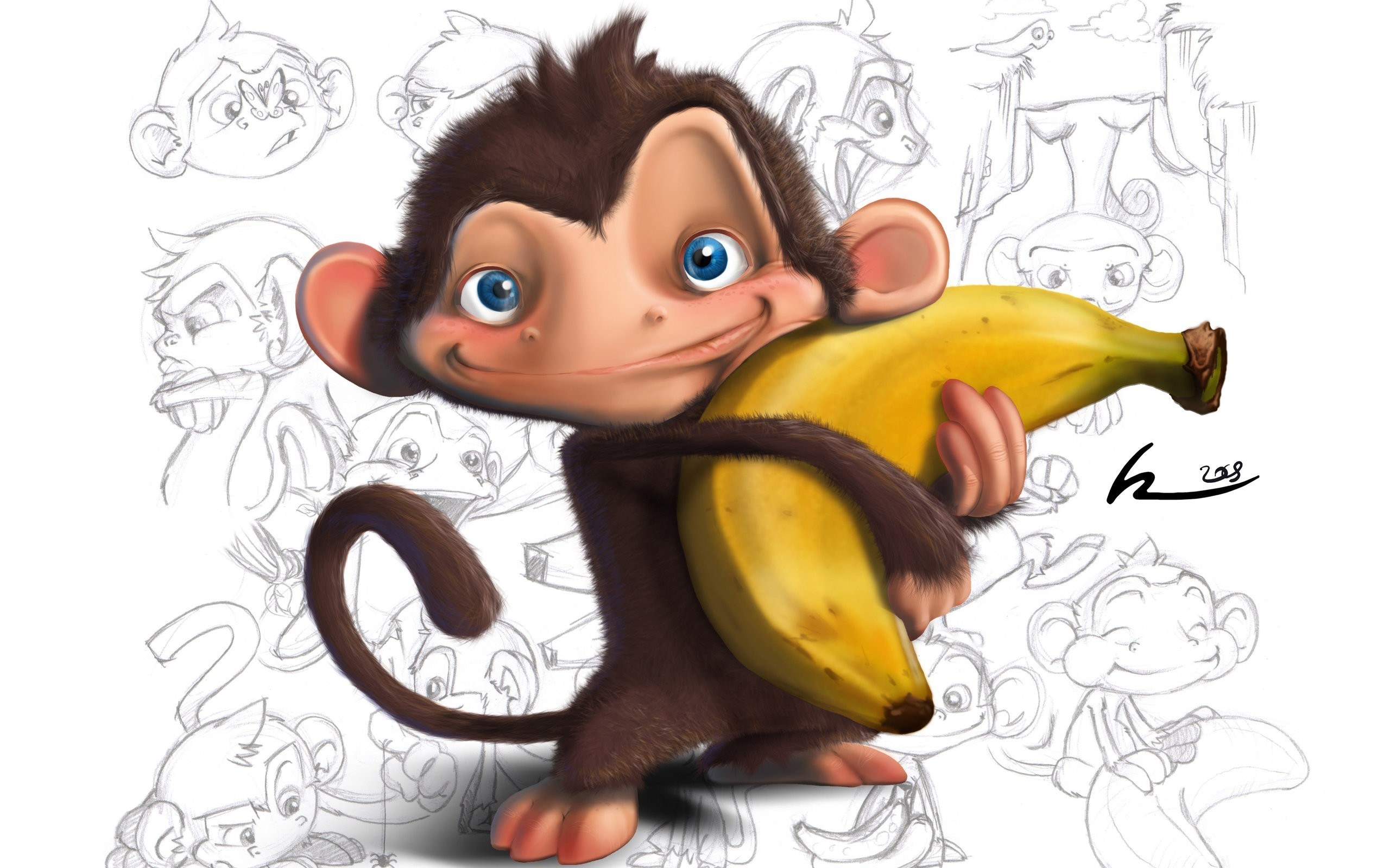 cartoon monkey with banana
