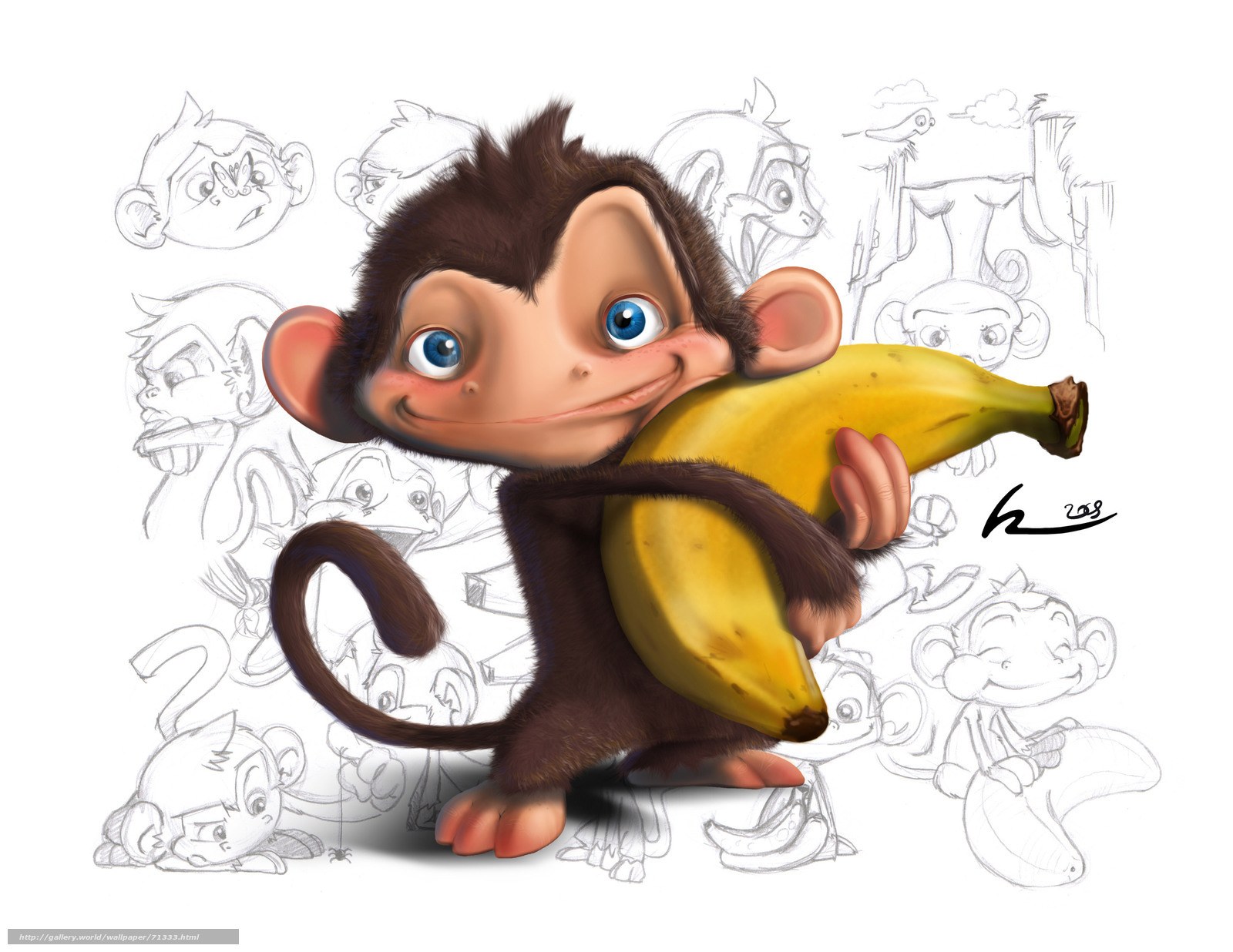 cartoon monkey with banana