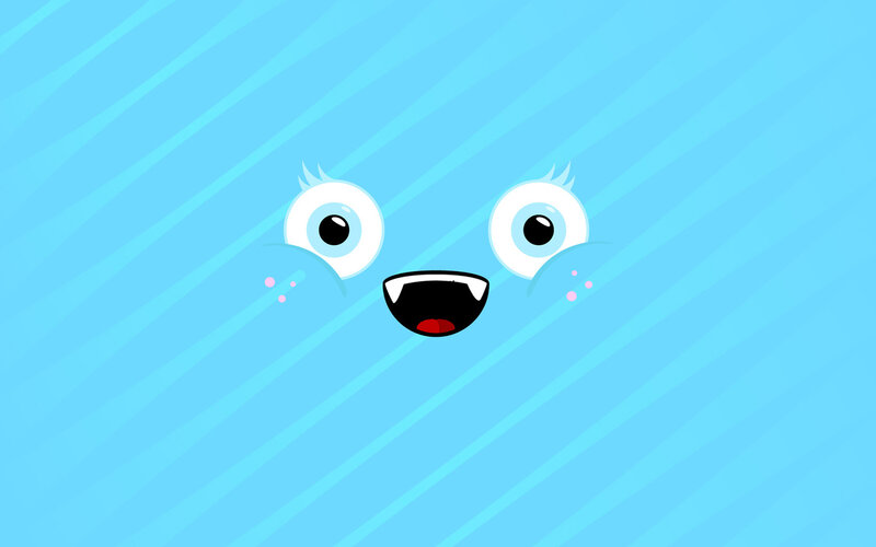 Cartoon Monster Face — Blue, Playful