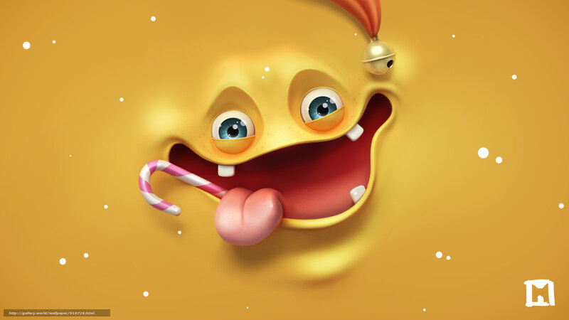 cartoon monster with candy cane
