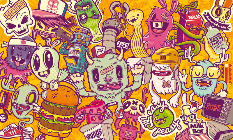 Cartoon Monsters Collage