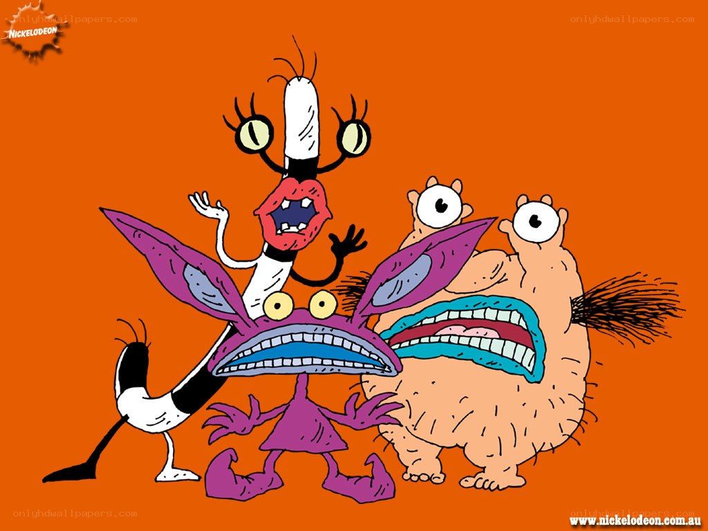 Cartoon monsters on orange