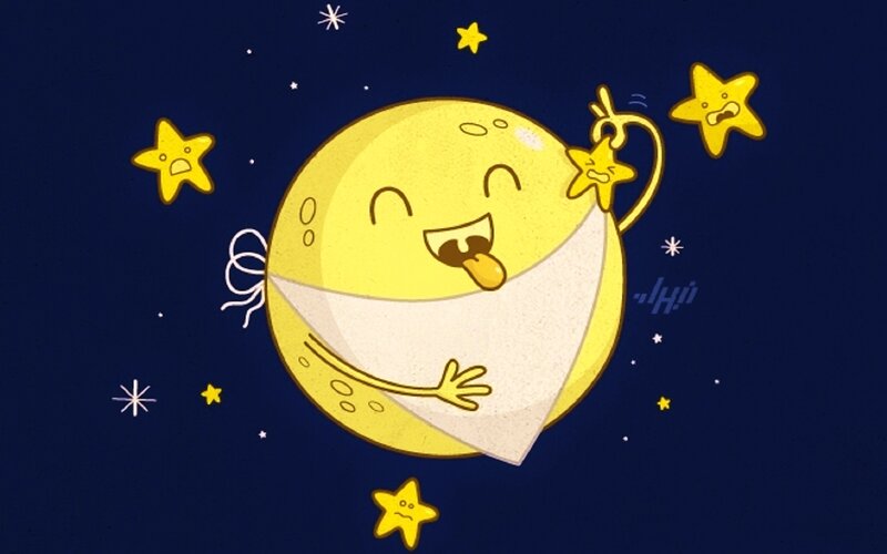 Cartoon Moon with Stars