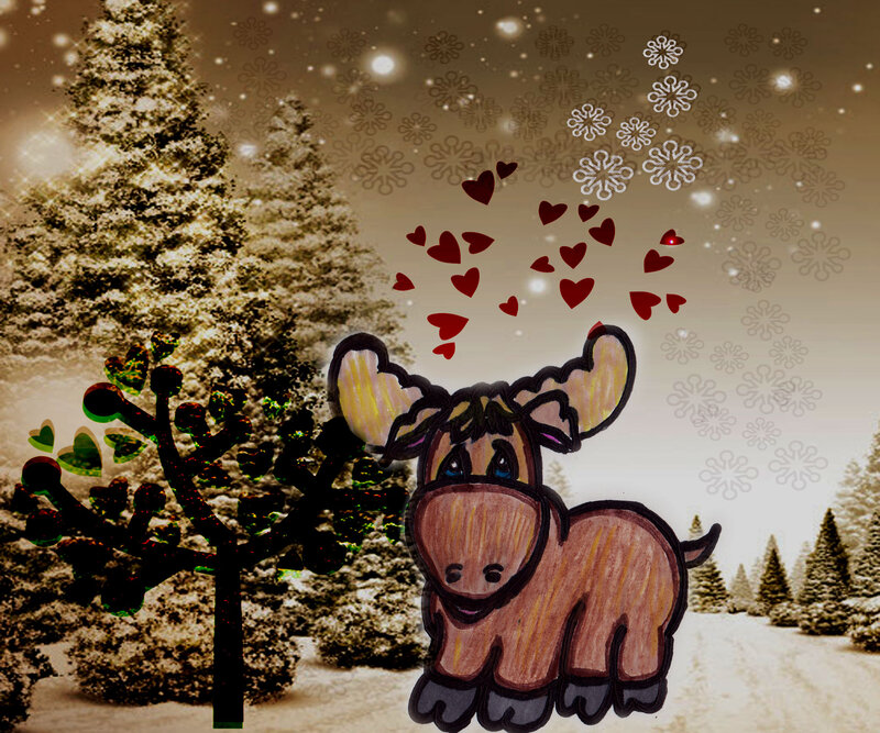 Cartoon Moose in Snow