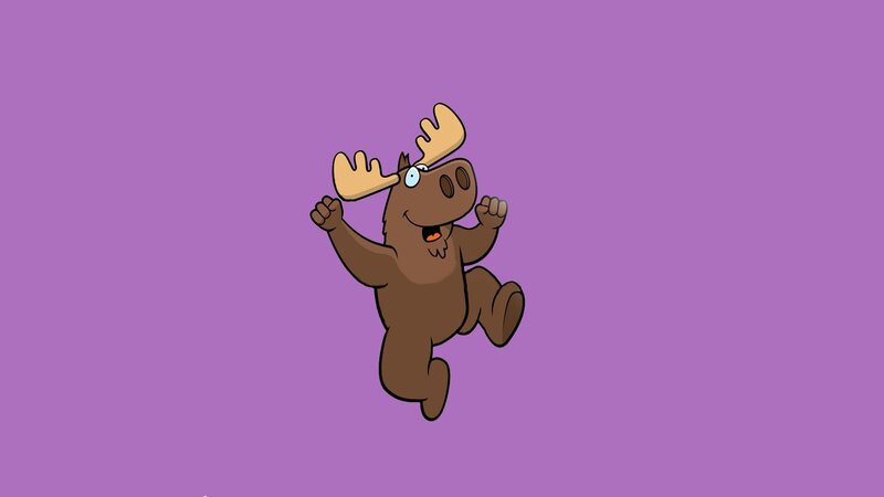 Cartoon Moose Jumping — Purple