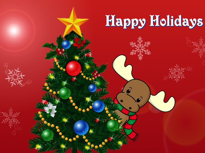 Cartoon Moose with Tree