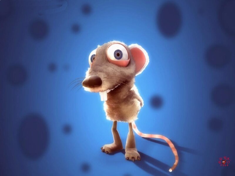 Cartoon Mouse Character — Blue, Playful