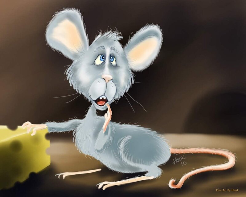Cartoon Mouse Eating Cheese