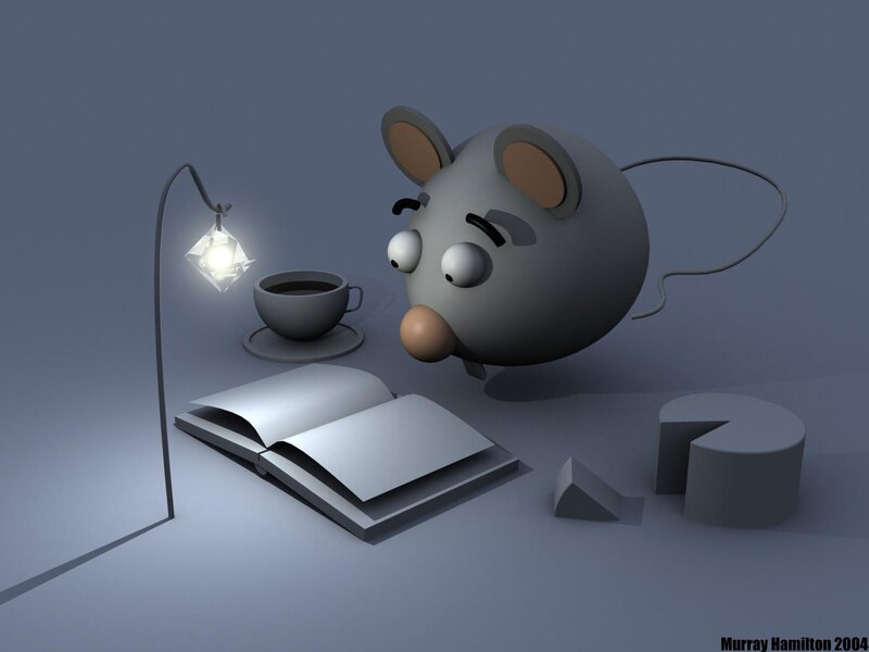 Cartoon Mouse Reading