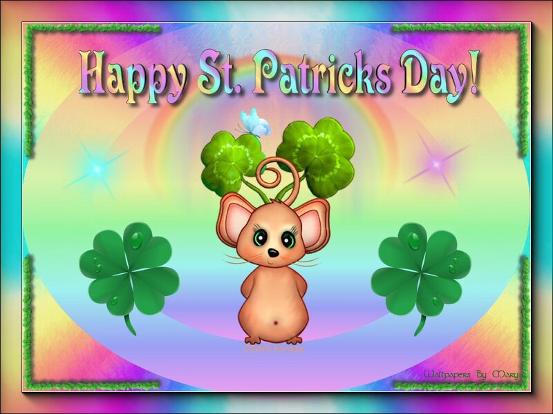 Cartoon Mouse with Clovers