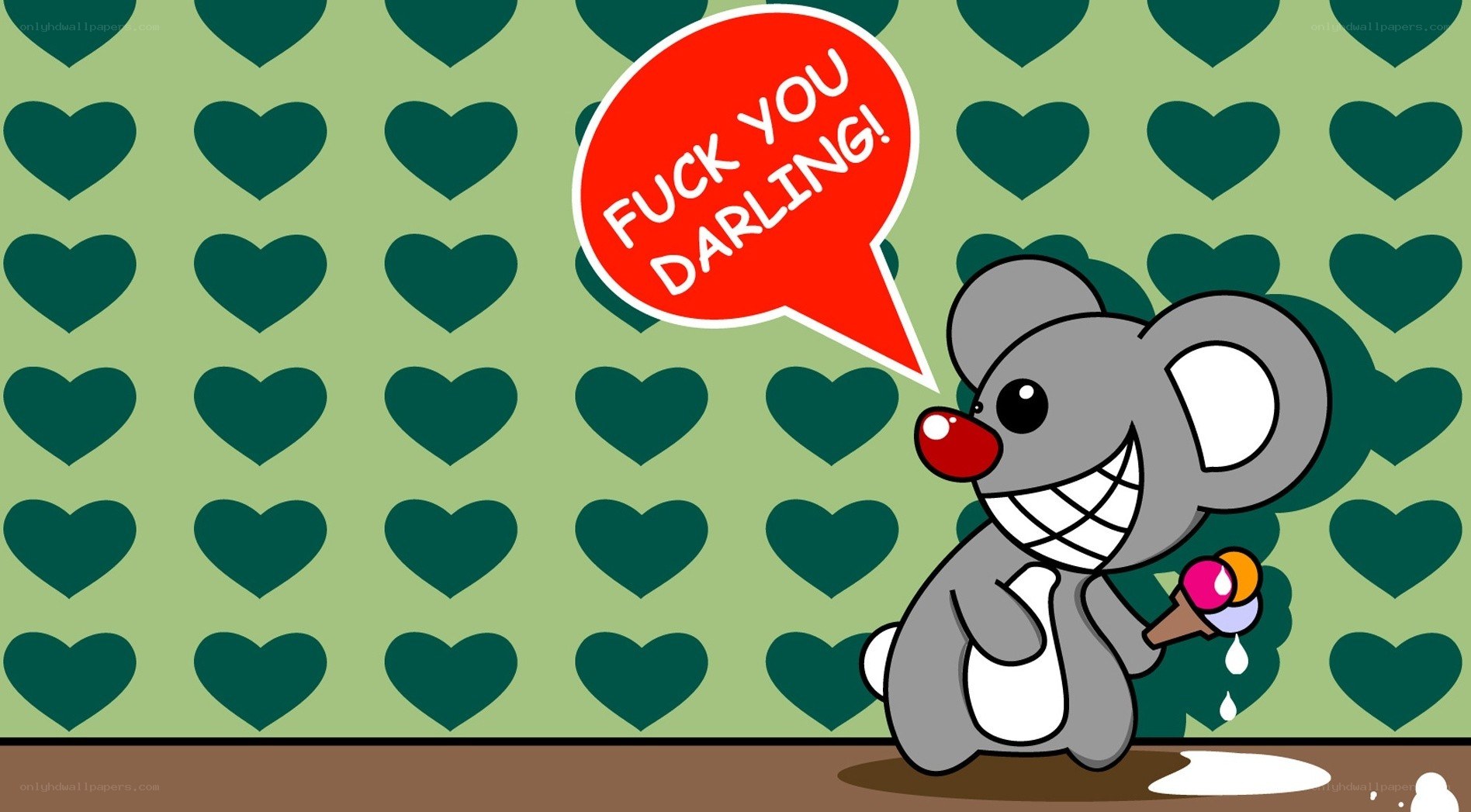 Cartoon mouse with ice cream