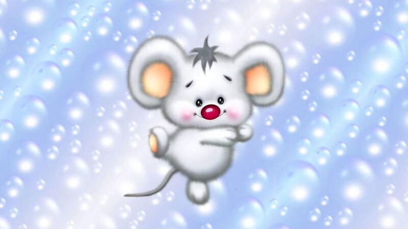 Cartoon Mouse with Red Nose