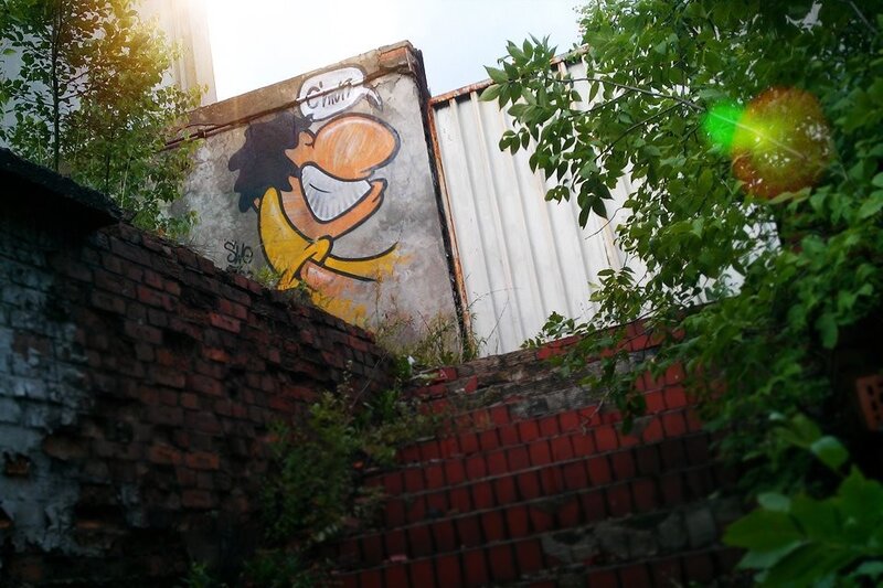 Cartoon Mural on Wall — Green