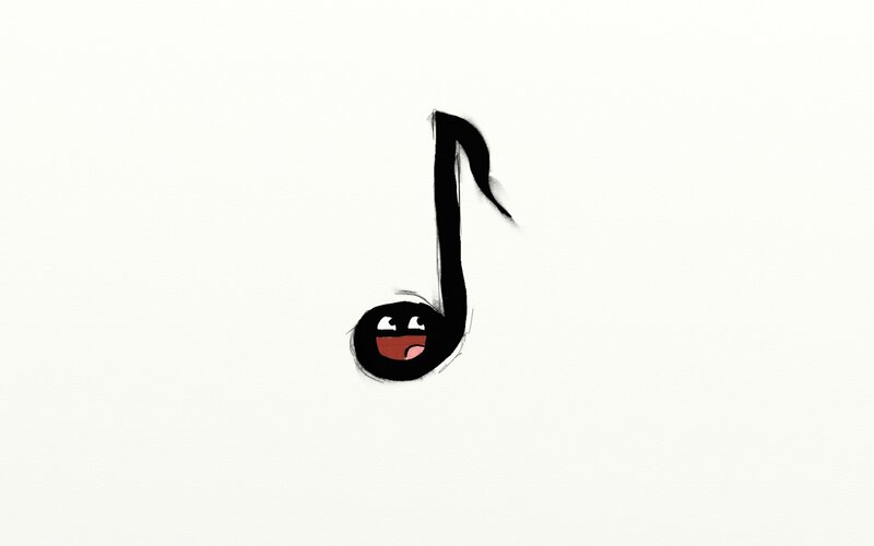 cartoon music note character