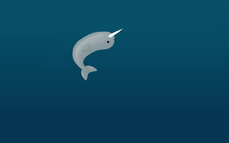 cartoon narwhal in the ocean