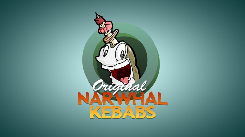Cartoon Narwhal with Kebab