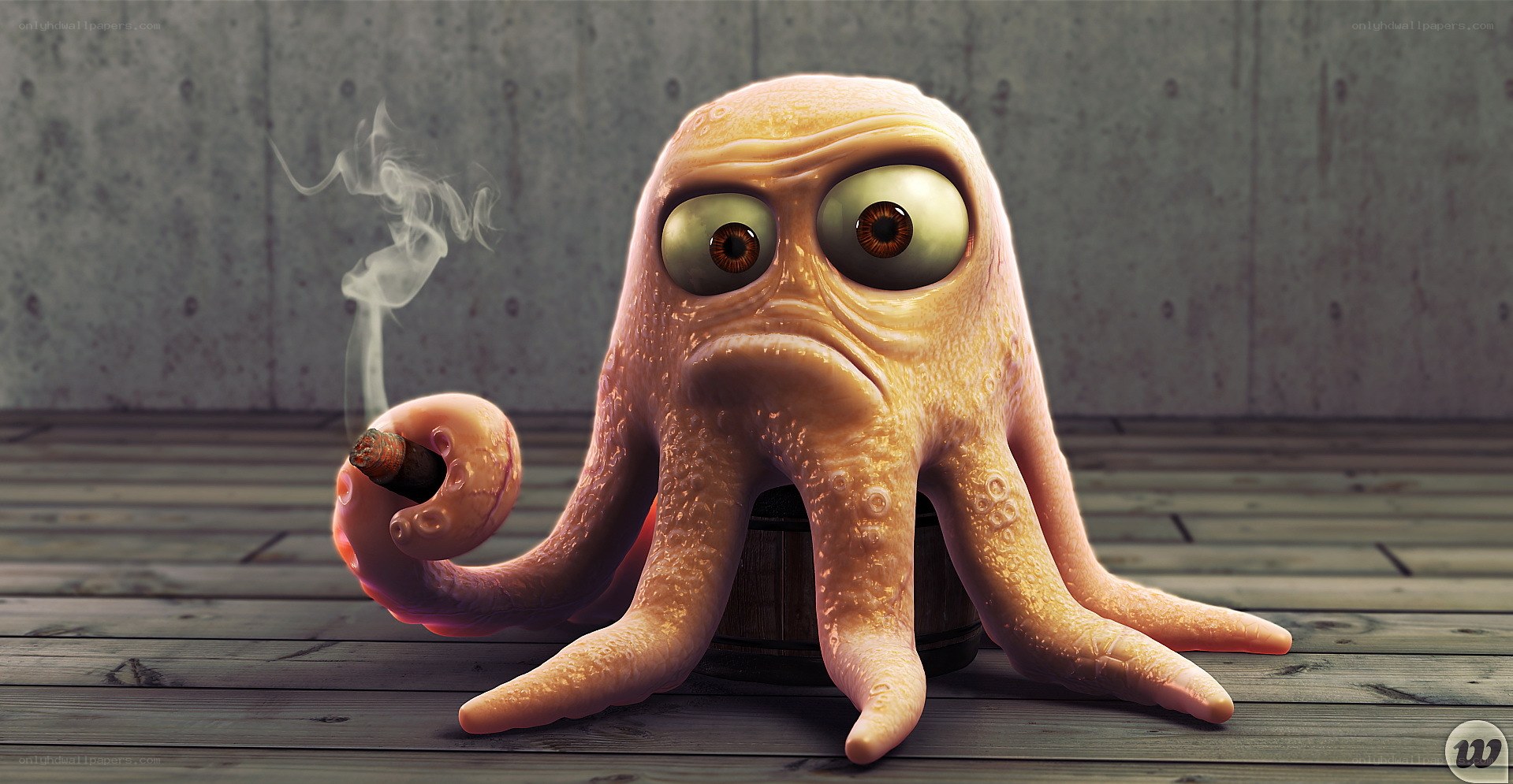 cartoon octopus smoking cigar
