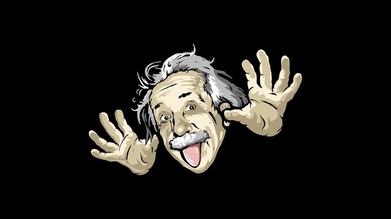 Cartoon of Albert Einstein — Black, Playful, Illustration