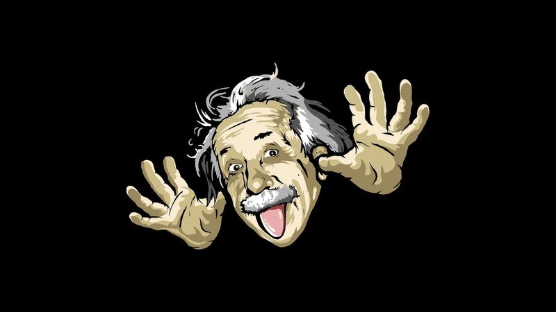 Cartoon of Albert Einstein — Black