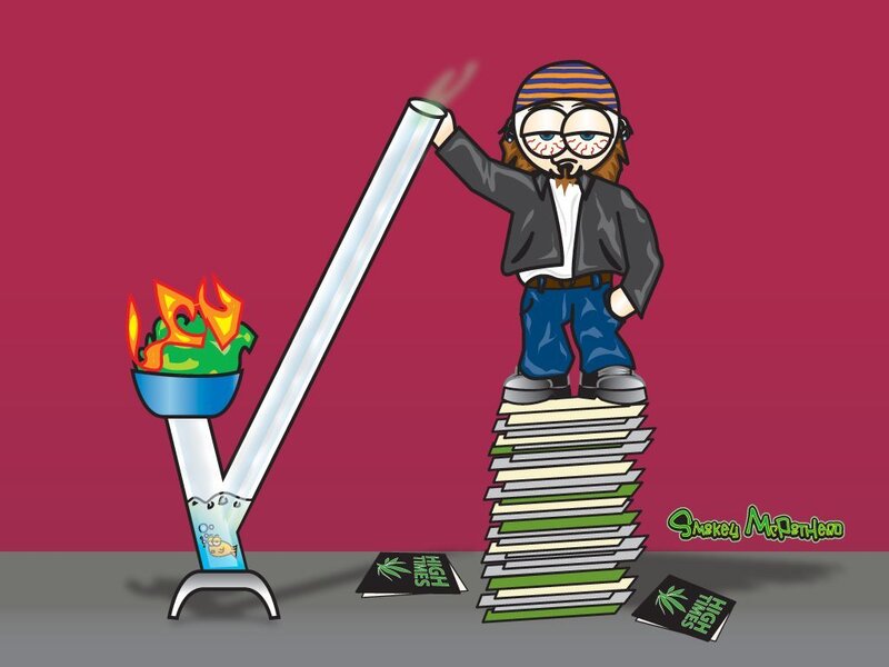 cartoon of man smoking bong