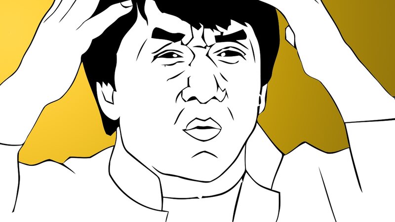 cartoon of man with hands on head