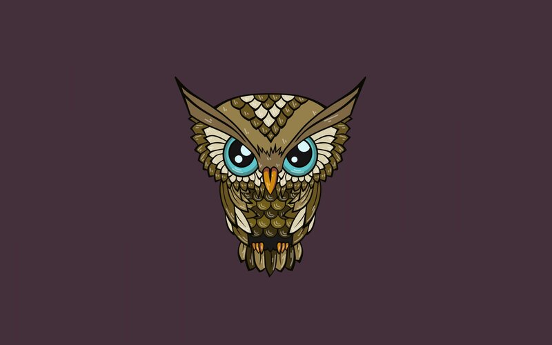 Cartoon Owl Illustration — Purple