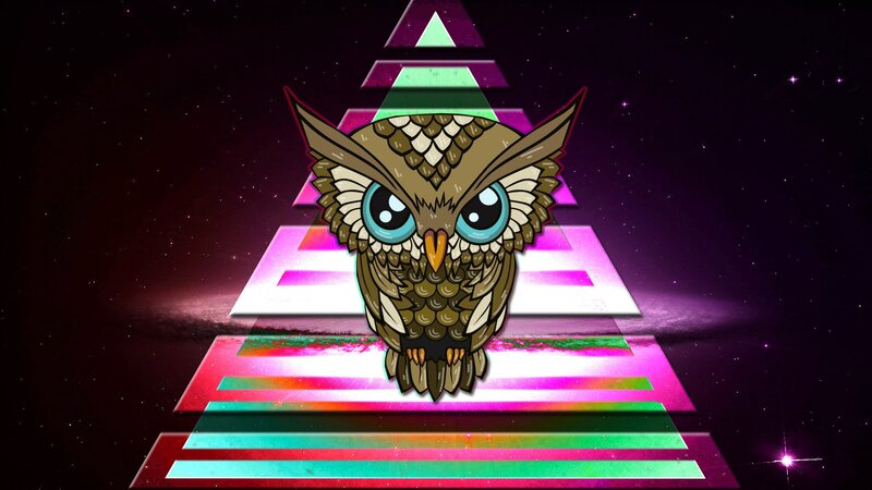 Cartoon Owl on Pyramid