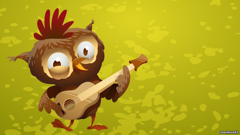 Cartoon Owl Playing Guitar