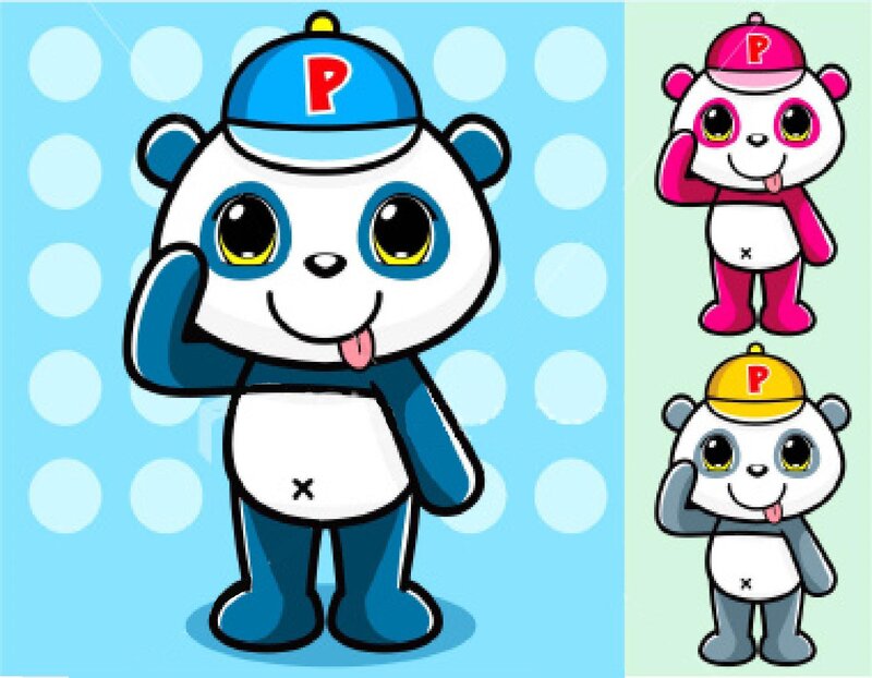 Cartoon Panda Characters — Blue