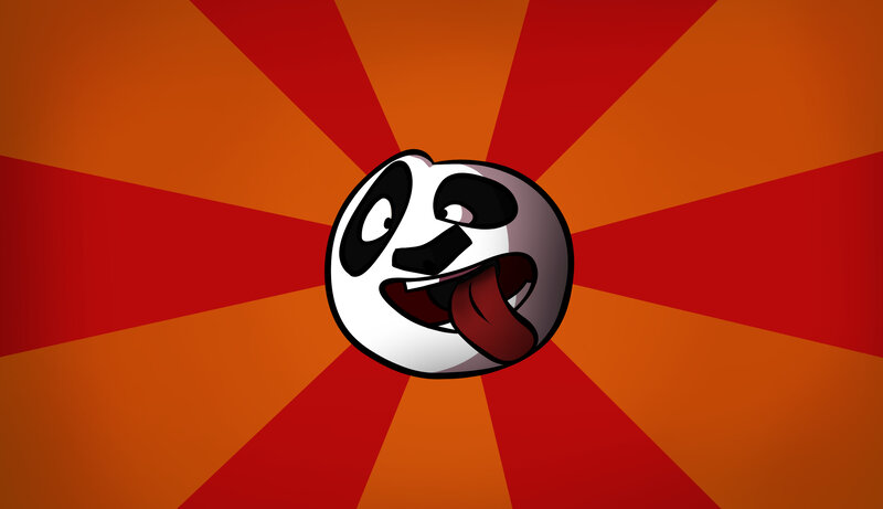 Cartoon Panda Face — Red, Playful