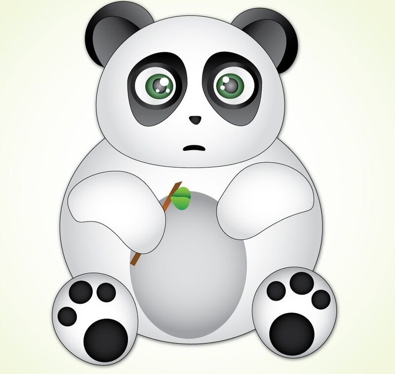 cartoon panda holding bamboo
